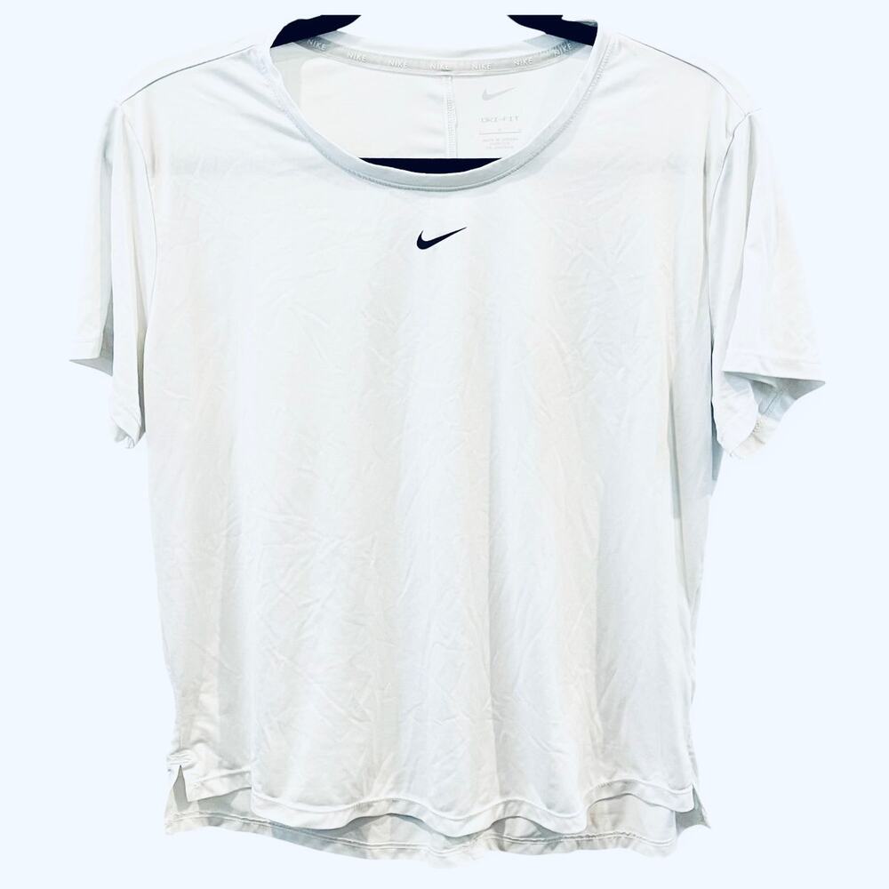 NIKE DRI-FIT SHORT SLEEVE, ROUND NECK, ACTIVEWEAR T-SHIRT, WOMENS, WHITE